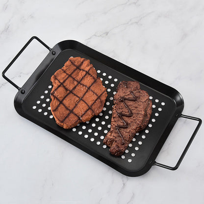 Non-stick Perforated Grill Basket with Handle BBQ Wok Food Holder
