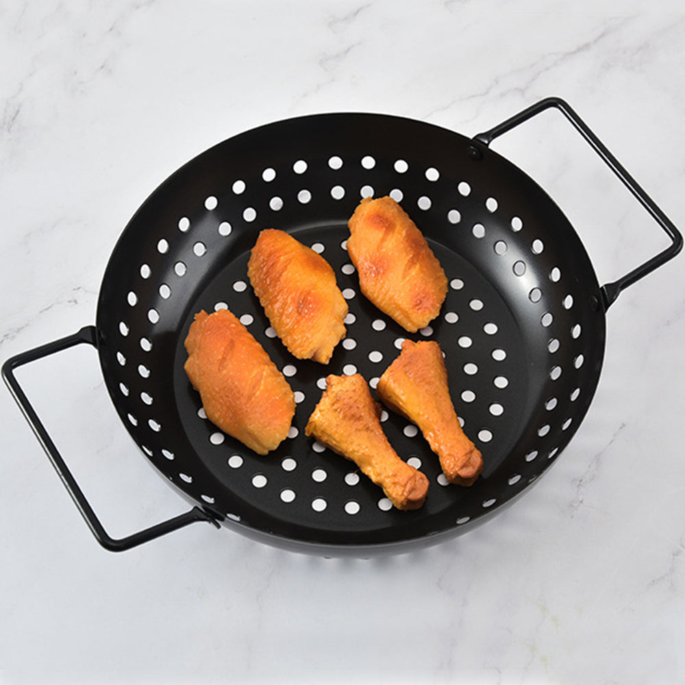 Non-stick Perforated Grill Basket with Handle BBQ Wok Food Holder