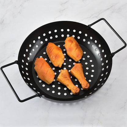 Non-stick Perforated Grill Basket with Handle BBQ Wok Food Holder