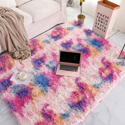 Rainbow Soft Rectangle Fluffy Plush Rug Home Decoration Carpet