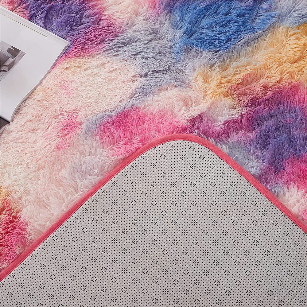 Rainbow Soft Rectangle Fluffy Plush Rug Home Decoration Carpet