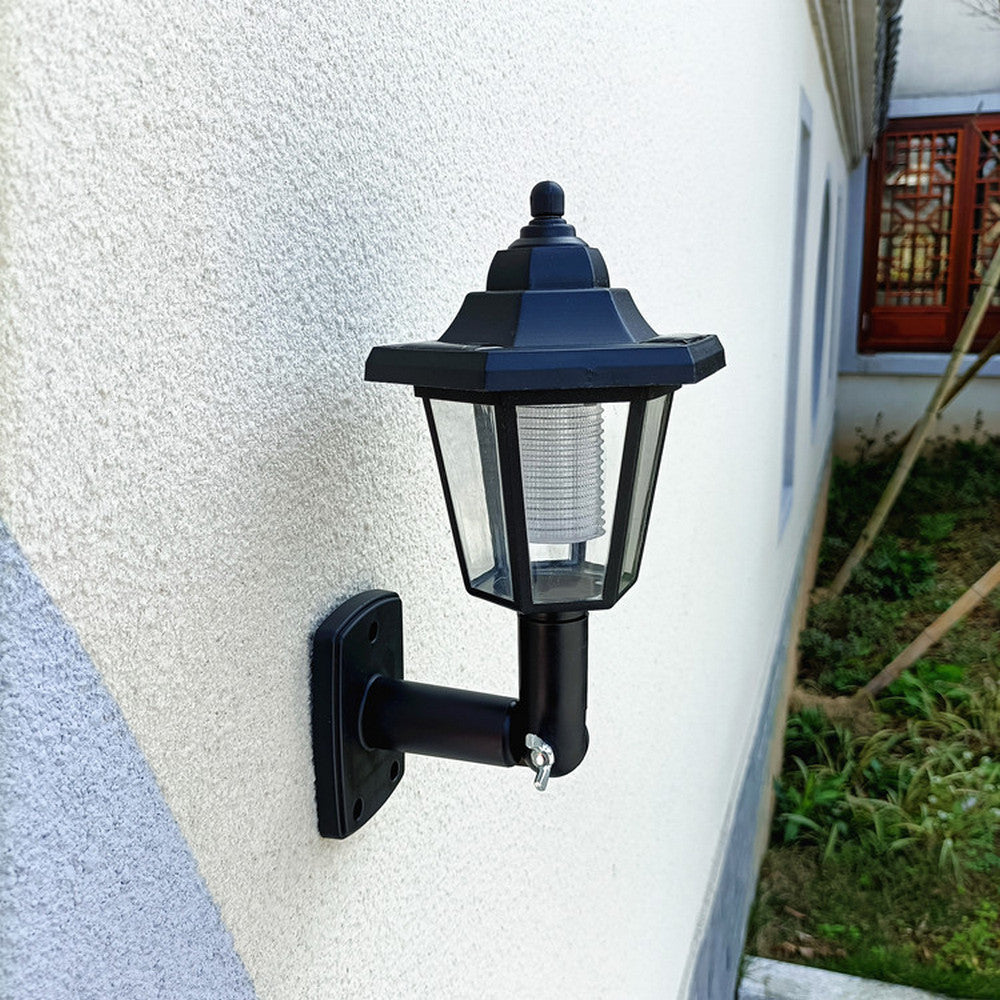 2 X Warm White Solar Wall Lamp Outdoor Garden Decor