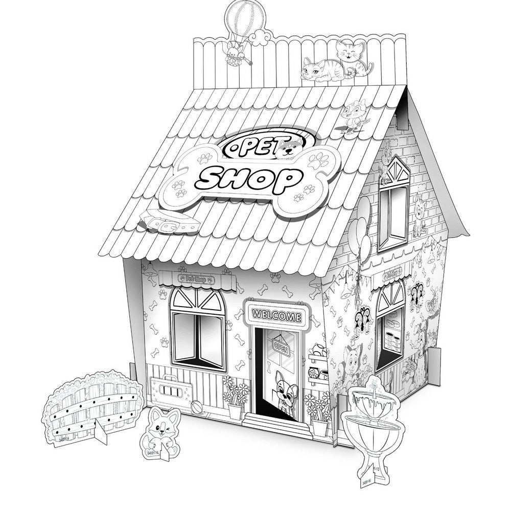 Kids DIY Doodle Cardboard Play Houses Art and Craft Set