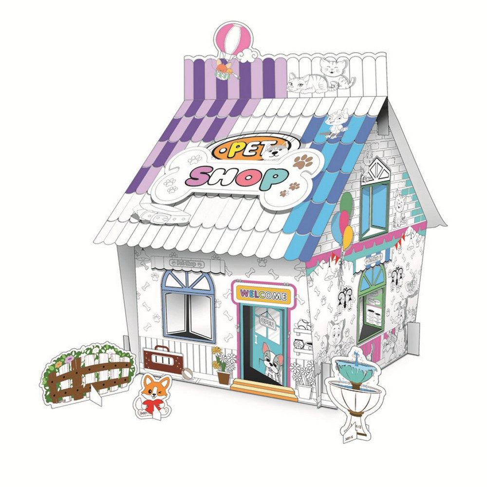 Kids DIY Doodle Cardboard Play Houses Art and Craft Set