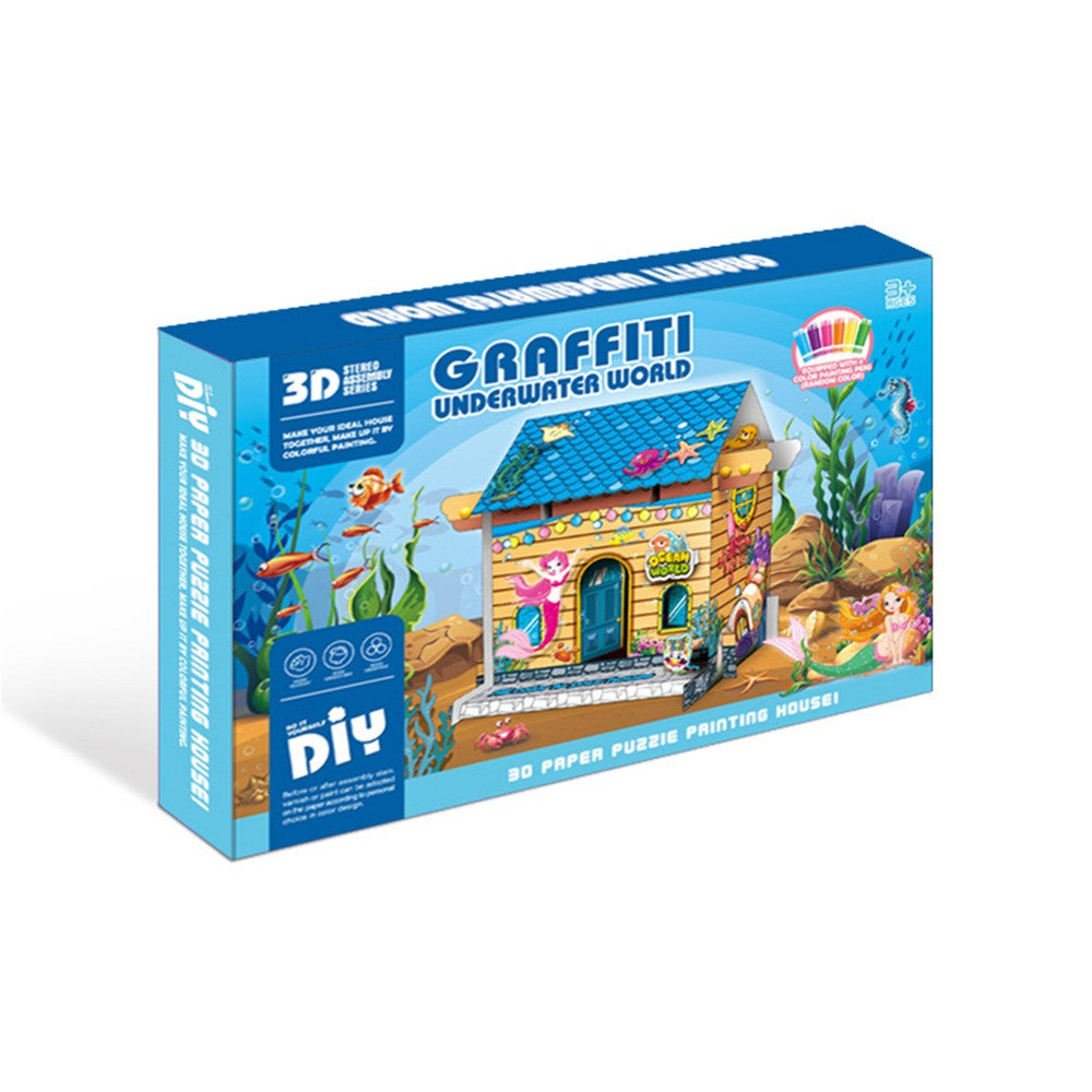 Kids DIY Doodle Cardboard Play Houses Art and Craft Set