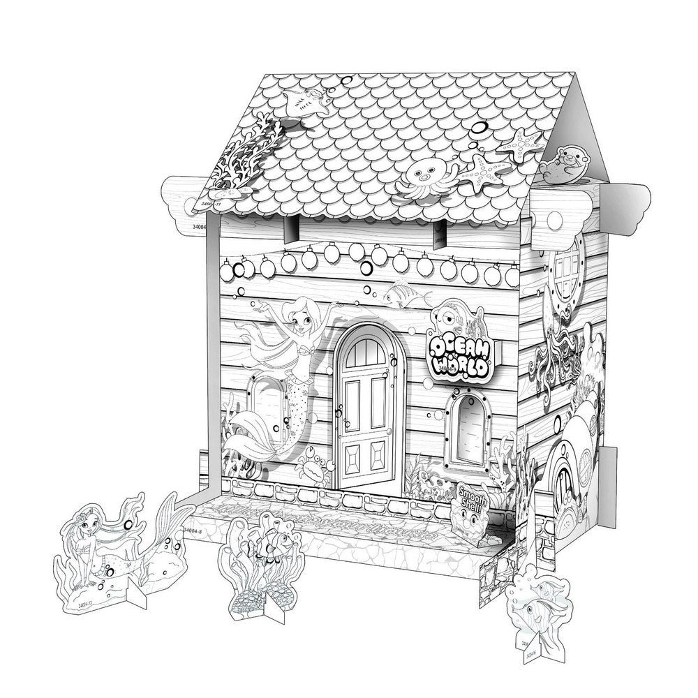 2 X Kids Underwater World Christmas House DIY Doodle Cardboard Houses Art Craft Set