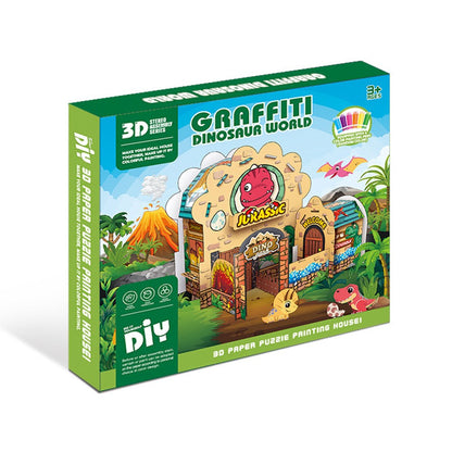 Kids DIY Doodle Cardboard Play Houses Art and Craft Set