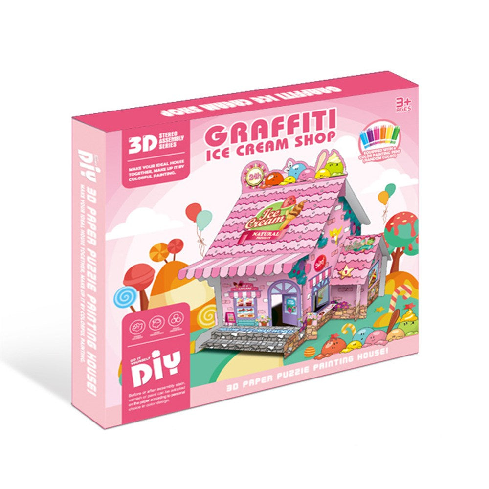 Kids DIY Doodle Cardboard Play Houses Art and Craft Set