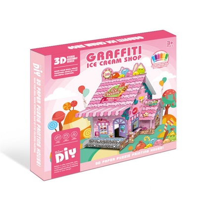 Kids DIY Doodle Cardboard Play Houses Art and Craft Set