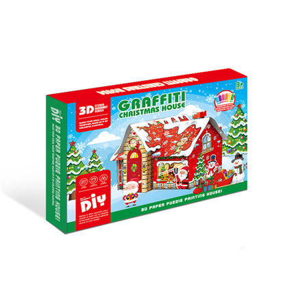 Kids DIY Doodle Cardboard Play Houses Art and Craft Set