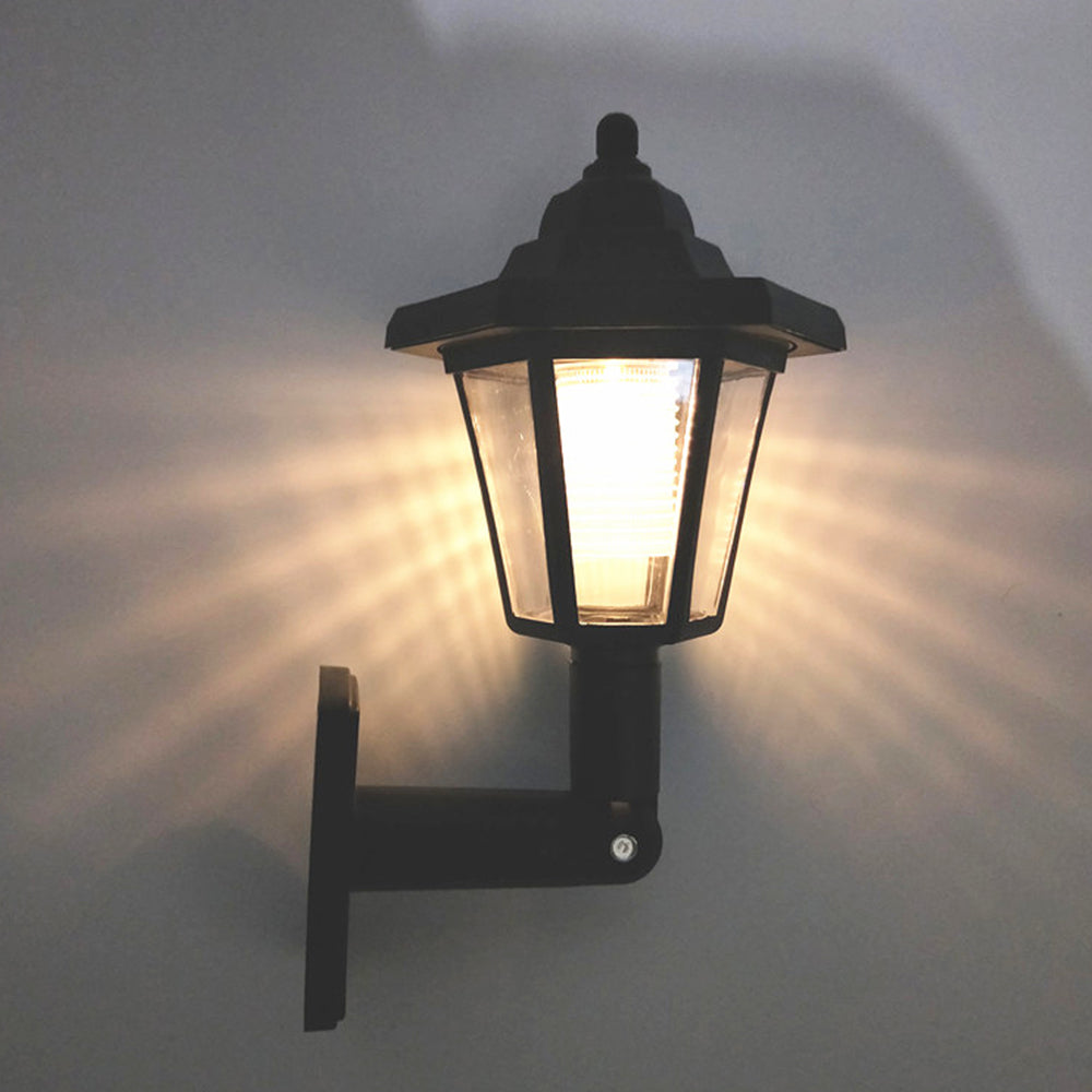 2 X Warm White Solar Wall Lamp Outdoor Garden Decor