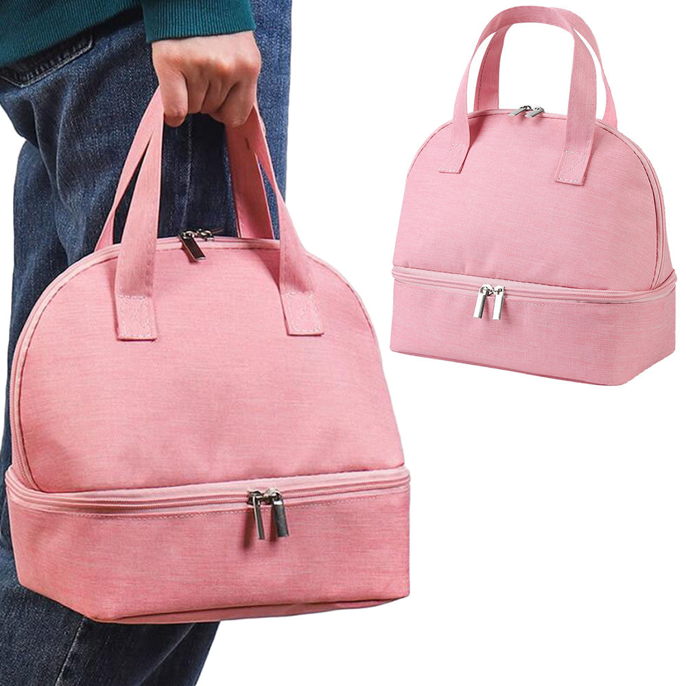 Double-layer Portable Lunch Bag Insulated Thermal Cooler Box