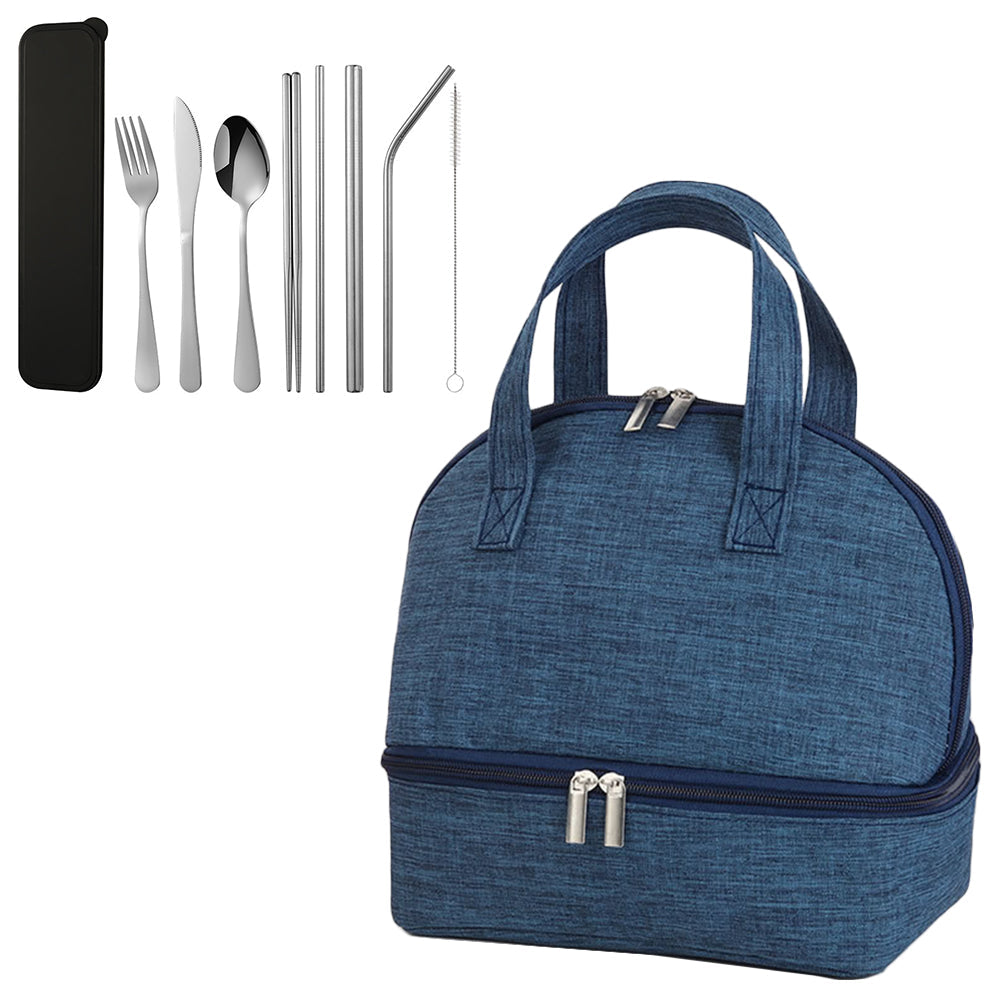 Double-layer Portable Lunch Bag Insulated Thermal Cooler Box