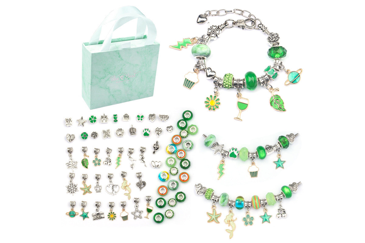 Pendant bracelet making kit includes a total of 63 pieces-Green