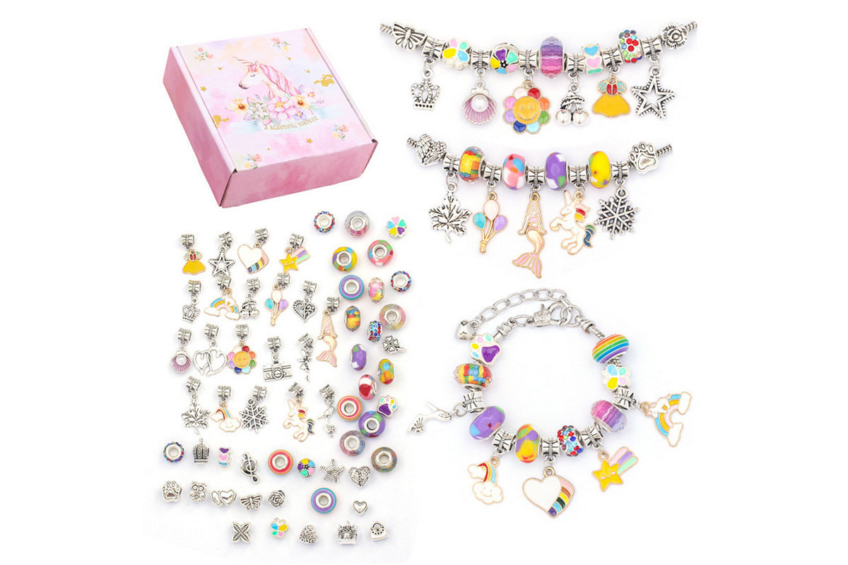 Pendant bracelet making kit includes a total of 63 pieces-colourful