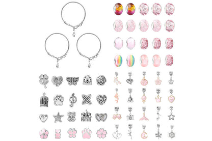 Pendant bracelet making kit includes a total of 63 pieces-Pink