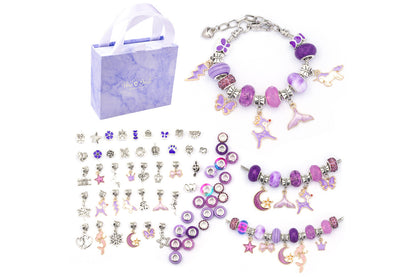 Pendant bracelet making kit includes a total of 63 pieces-Purple
