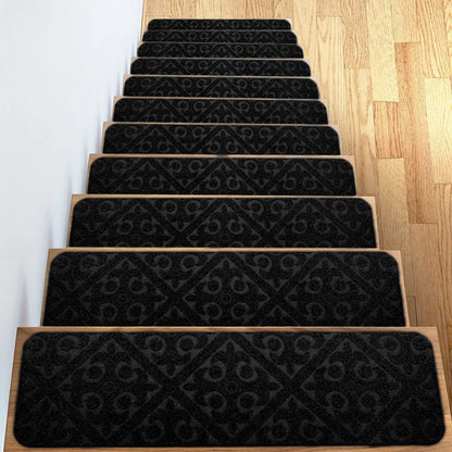 8pcs Self-adhesive Non Slip Carpet Stair Treads - Embossed