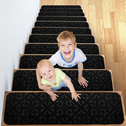 8pcs Self-adhesive Non Slip Carpet Stair Treads - Embossed