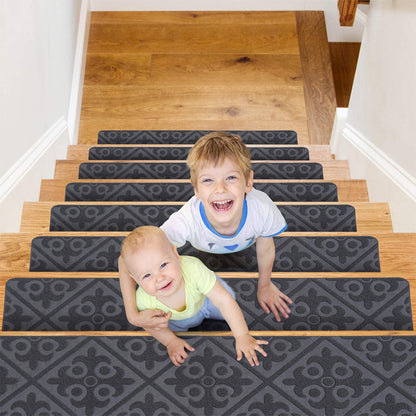 8pcs Self-adhesive Non Slip Carpet Stair Treads - Embossed