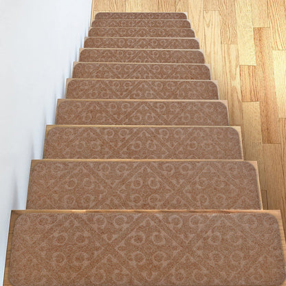 8pcs Self-adhesive Non Slip Carpet Stair Treads - Embossed