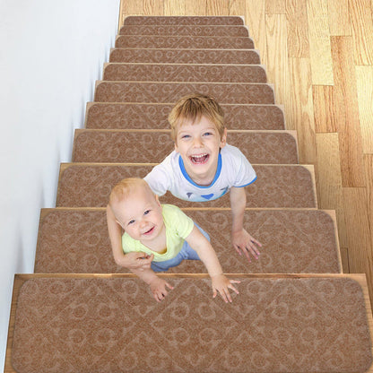 8pcs Self-adhesive Non Slip Carpet Stair Treads - Embossed