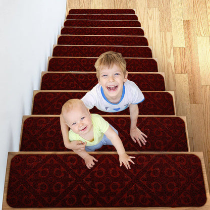 8pcs Self-adhesive Non Slip Carpet Stair Treads - Embossed
