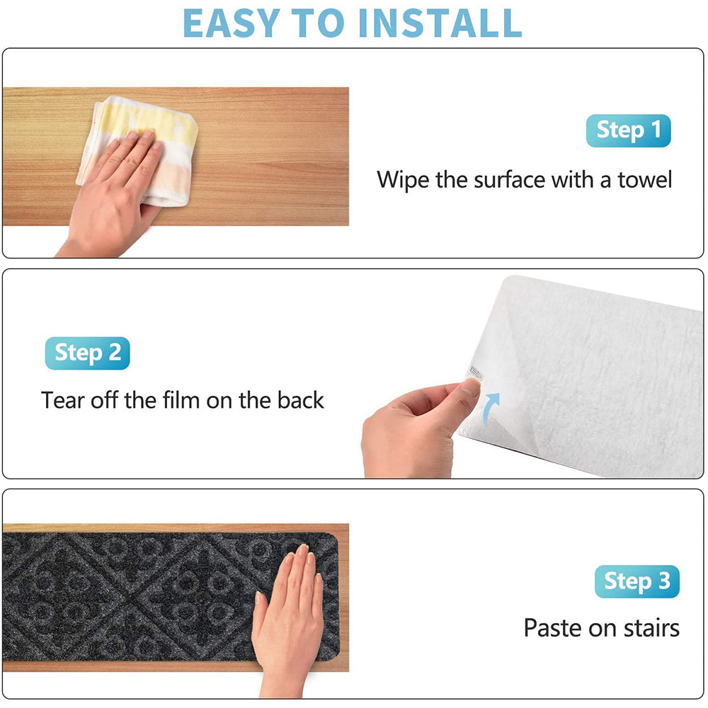 8pcs Self-adhesive Non Slip Carpet Stair Treads - Embossed