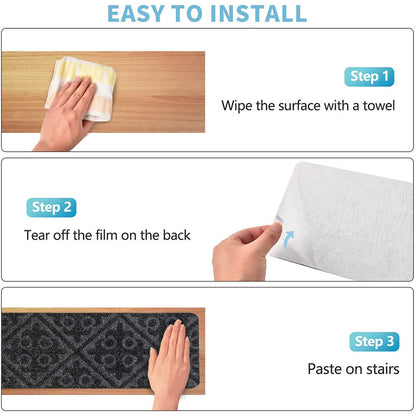 8pcs Self-adhesive Non Slip Carpet Stair Treads - Embossed