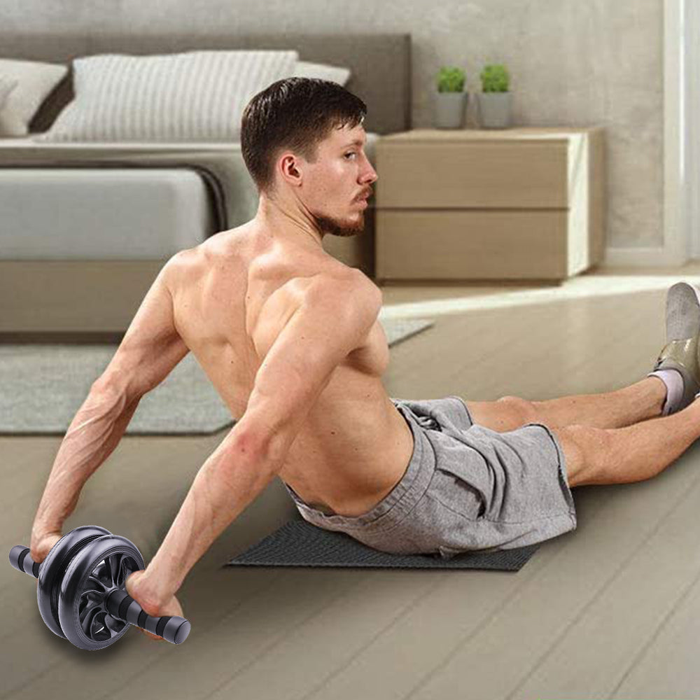 Black AB Abdominal Wheel Roller Waist Core Exercise with Knee Pad