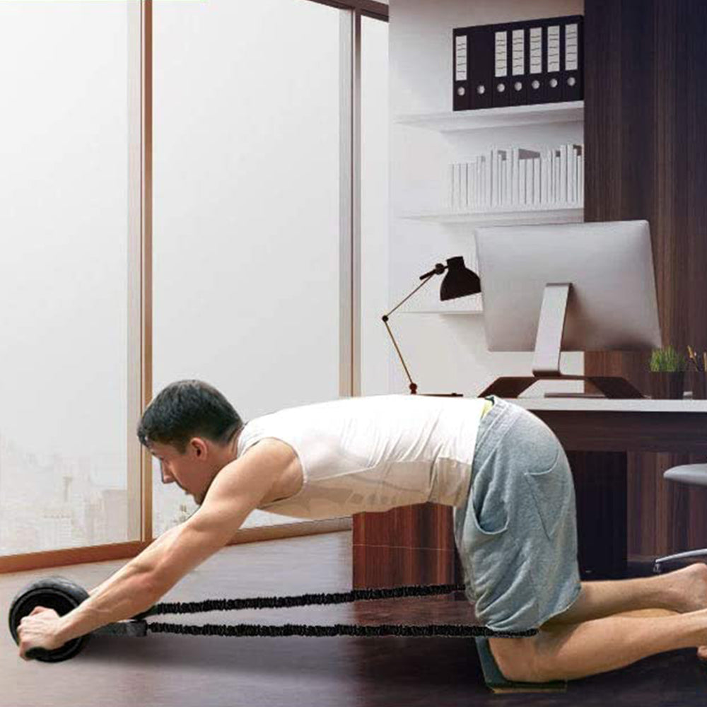 Black AB Abdominal Wheel Roller Waist Core Exercise with Knee Pad