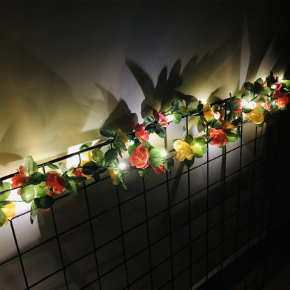 Fairy String Light Artificial Rose Flower Vine LED Light for Valentine Day Garden Wedding Decoration-Light pink