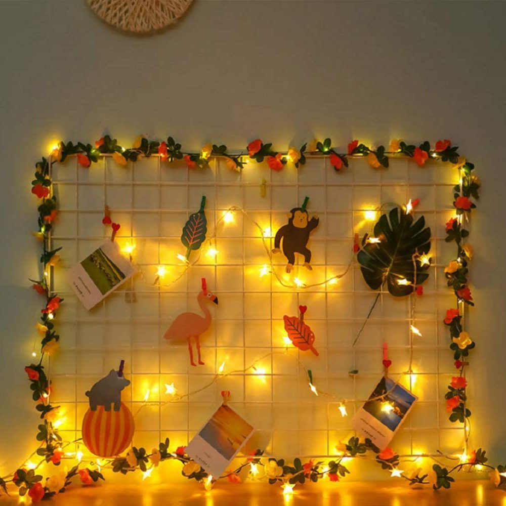 Fairy String Light Artificial Rose Flower Vine LED Light for Valentine Day Garden Wedding Decoration-Rose Red
