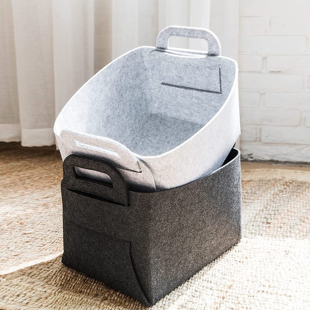 Collapsible Felt Storage Bin Storage Basket with Carry Handles