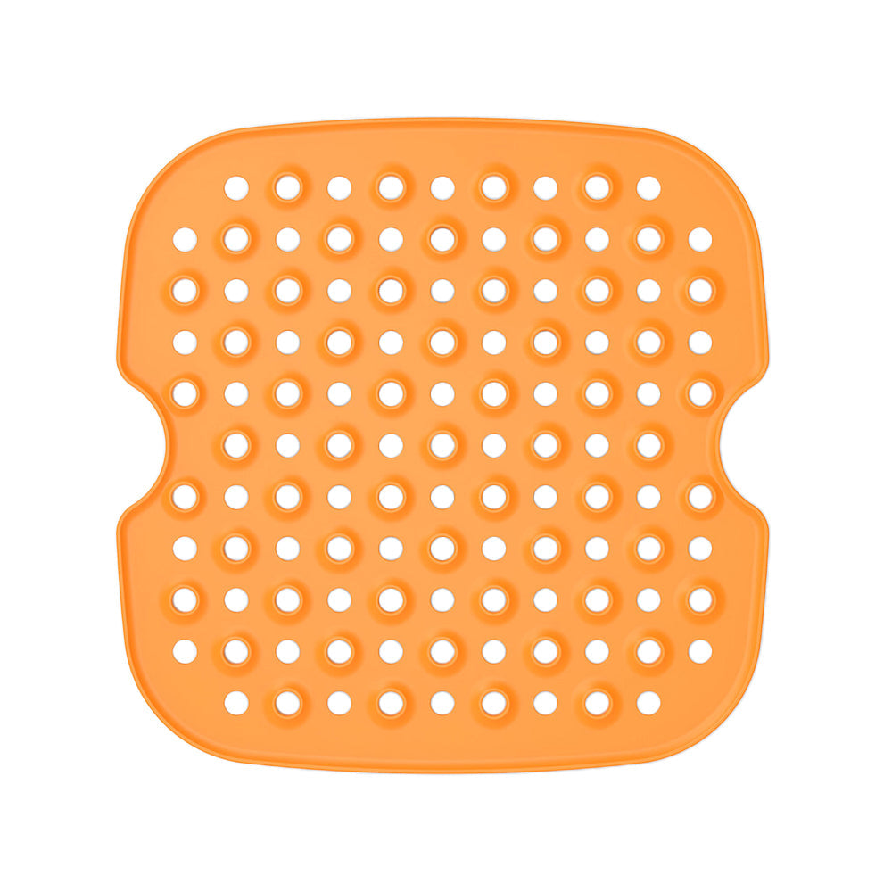 FDA Certified Silicone - Square Reusable Air Fryer Silicone Liners Air Fryer Mat 8.5inch Orange