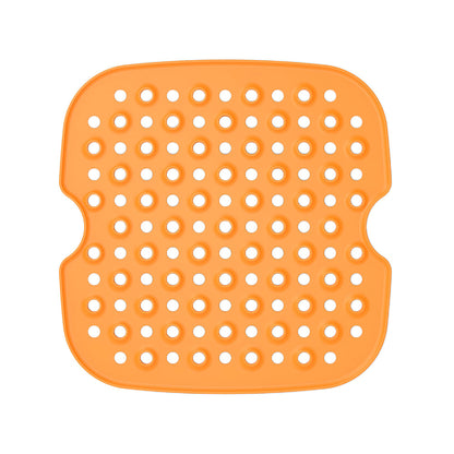 FDA Certified Silicone - Square Reusable Air Fryer Silicone Liners Air Fryer Mat 8.5inch Orange