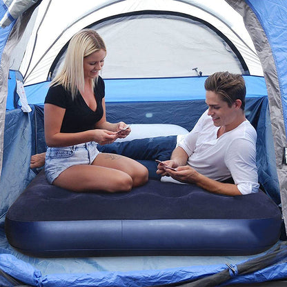 Portable Single Air Bed Inflatable Flocking Mattress Camping Outdoor Dark Blue