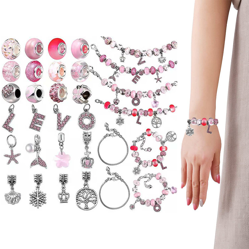 64Pcs Valentines Day DIY Bracelet Making Kit Pendant Bracelet Ornaments