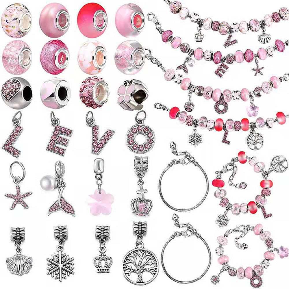 64Pcs Valentines Day DIY Bracelet Making Kit Pendant Bracelet Ornaments