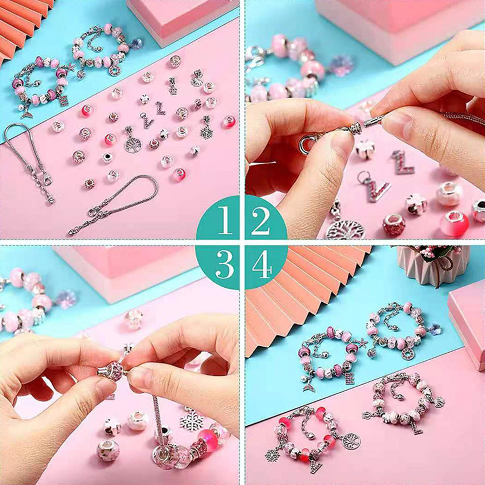 64Pcs Valentines Day DIY Bracelet Making Kit Pendant Bracelet Ornaments