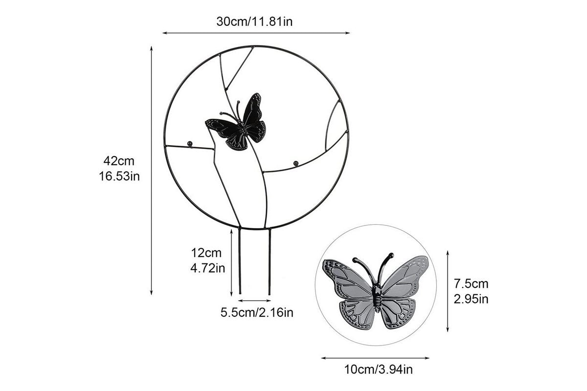 Plant Support Stakes Metal Holder Flower Pot Climbing Trellis-butterfly