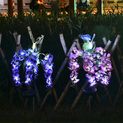 2X Solar Powered Butterfly Flower Light Patio Walkway Lamp Outdoor Garden Decor