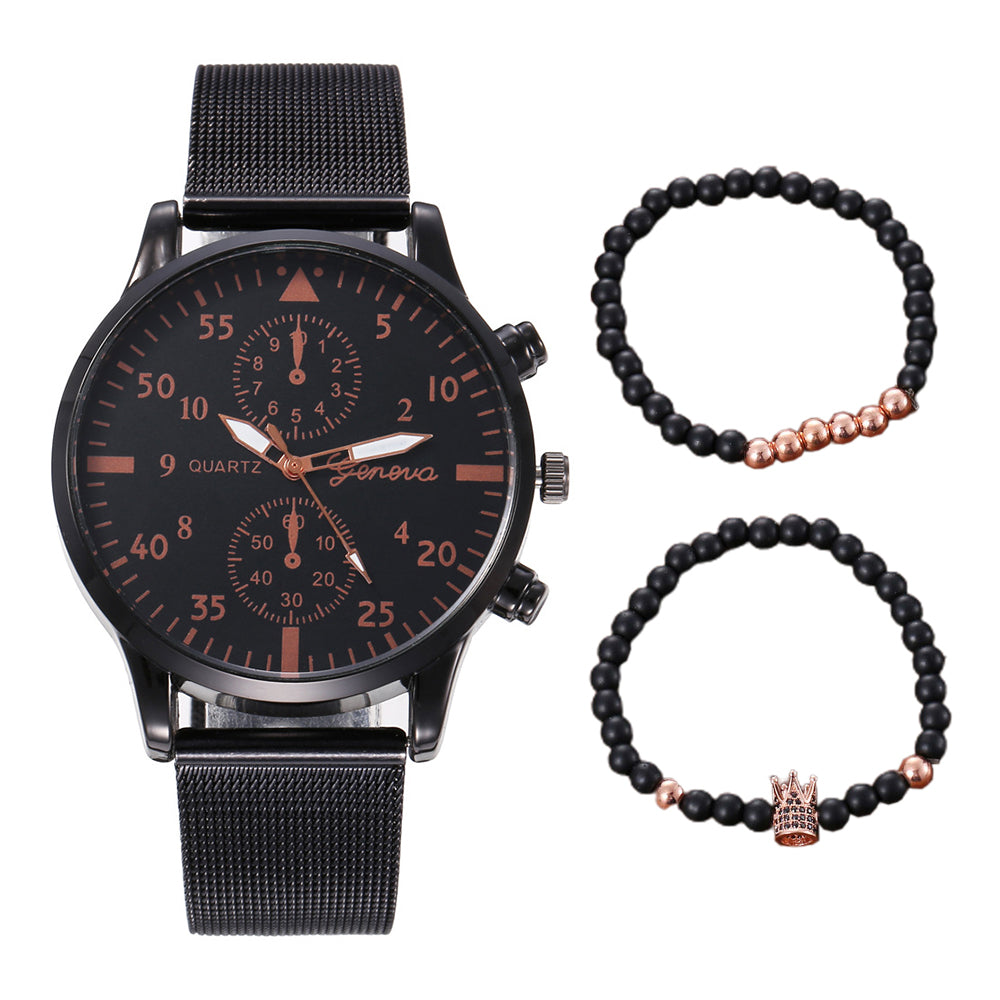 Mens Fashion Watch Bracelet Set with Nylon Band
