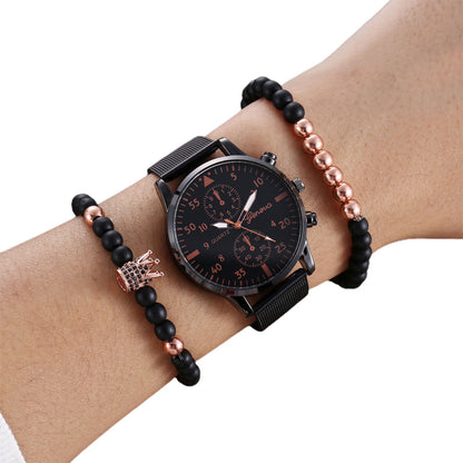 Mens Fashion Watch Bracelet Set with Nylon Band