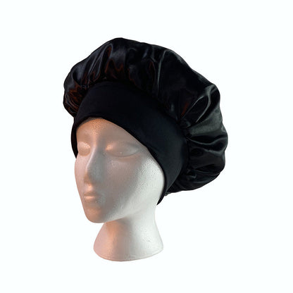 4pcs Solid Color Women Satin Sleeping Cap Wrap Hair Bonnet Elastic Headwear