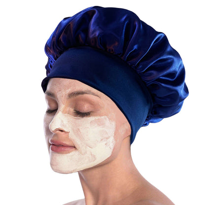 4pcs Solid Color Women Satin Sleeping Cap Wrap Hair Bonnet Elastic Headwear