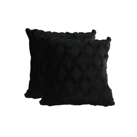 2 X Plush Cushion Cover Pillowcase Throw Pillow Covers Pillowcase - Black