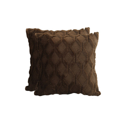 2 X Plush Cushion Cover Pillowcase Throw Pillow Covers Pillowcase - Dark Coffee