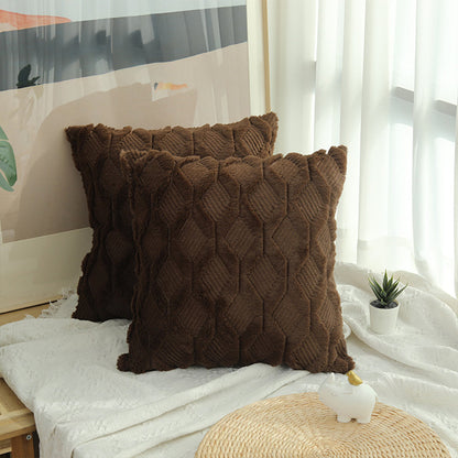 2 X Plush Cushion Cover Pillowcase Throw Pillow Covers Pillowcase - Dark Coffee