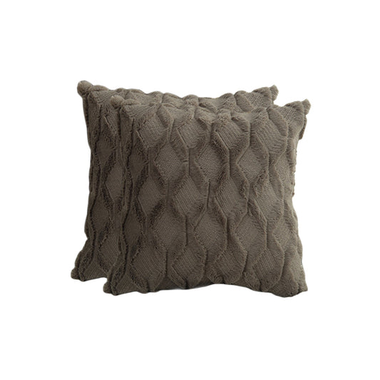 2 X Plush Cushion Cover Pillowcase Throw Pillow Covers Pillowcase - Dark Grey